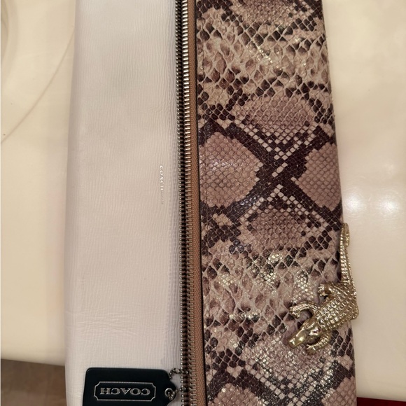Coach Snake Python Snake Print Clutch in Brown, Beige and Cream A1493-30463 - Picture 4 of 16
